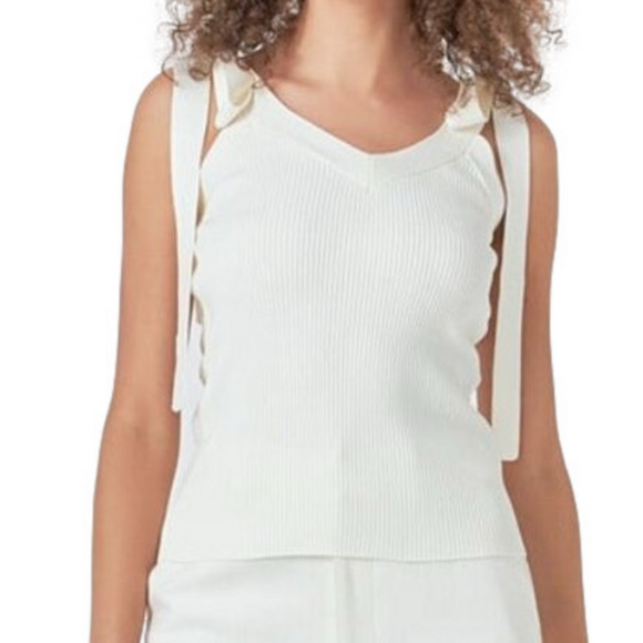 Endless Rose Tops - NEW ENDLESS ROSE - Knit V Neck Tank Top White Size XS